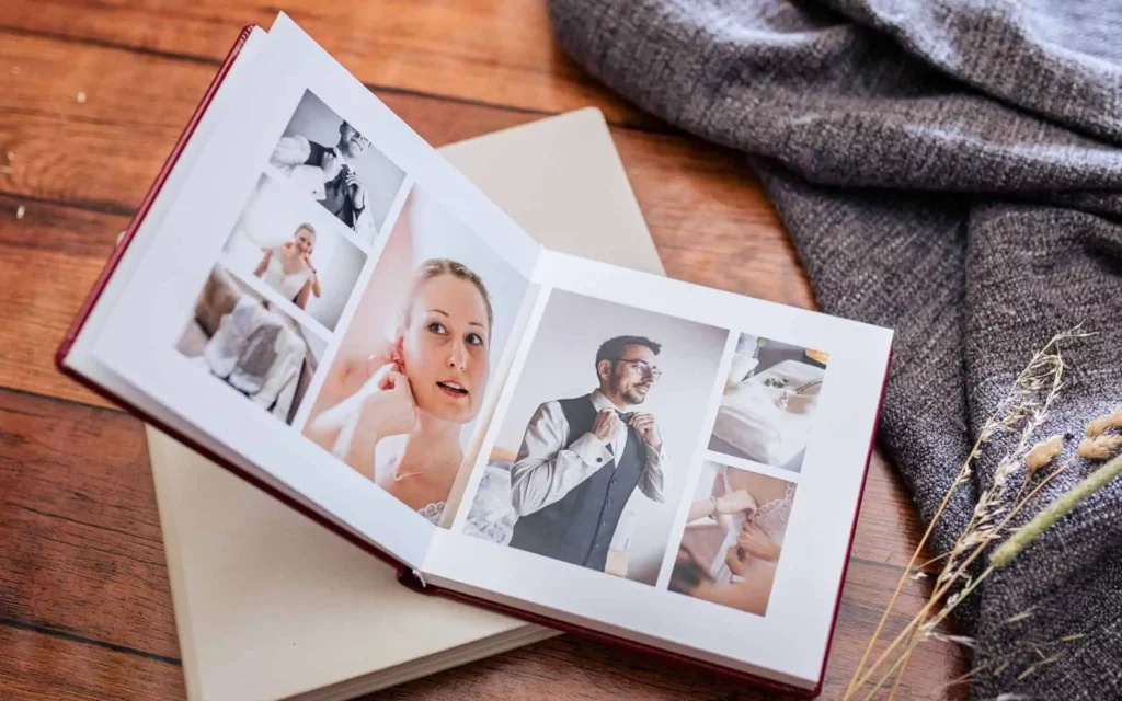 Hochzeitsalbum mit emotionalen Momenten vom Getting Ready, liebevoll gestaltet in Freudenstadt.